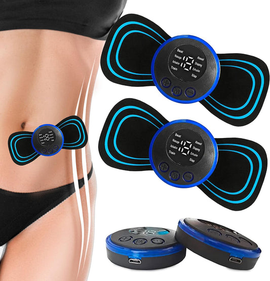 2 Mini Muscle Body Massager Host with 2 Replaceable Whole Pads and 19 Speed 8 Modes for Pain Relief for Full Body and Relaxation of Arm, Leg, Foot, Shoulder, Waist
